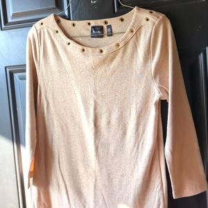 Rafaella Womens Tan Knit 3/4 Sleeve Sweater XSP NWOT